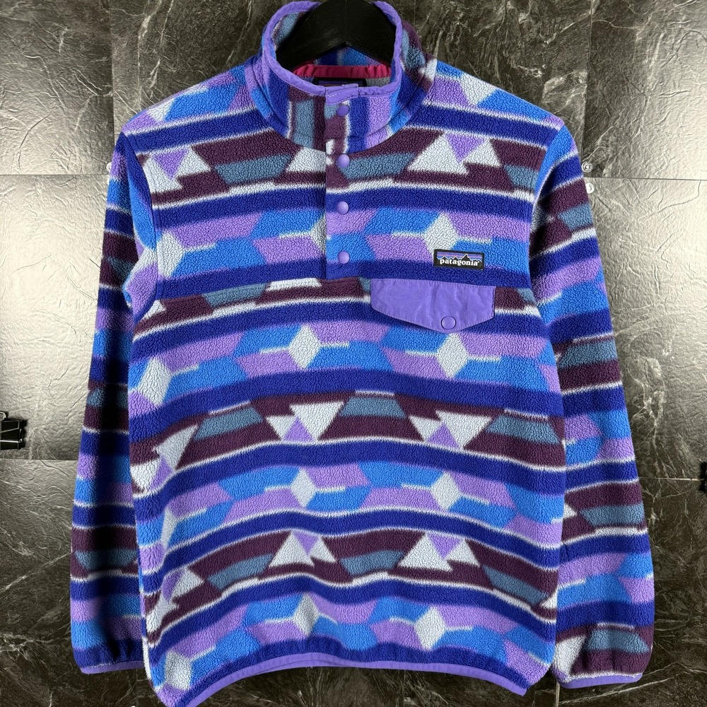 Patagonia Women's Purple Synchilla Snap Aztec Sweatshirt XS